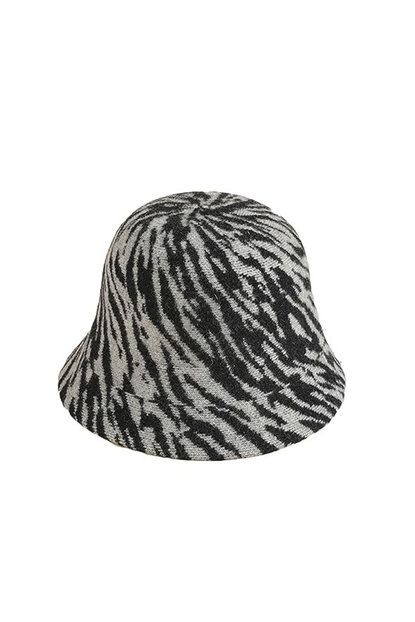 Chapeau de pêche dhiver pour femme et fille - Chapeau de zèbre - Bonnet en tricot - Chapeau cloche épais - Chapeau en feutre