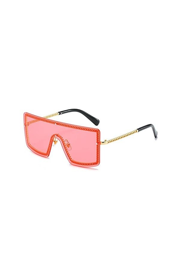 U/N Lunettes de Soleil à Monture en métal surdimensionnées Femmes Fashio Lunettes de Soleil carrées Vintage pour Lunettes de 