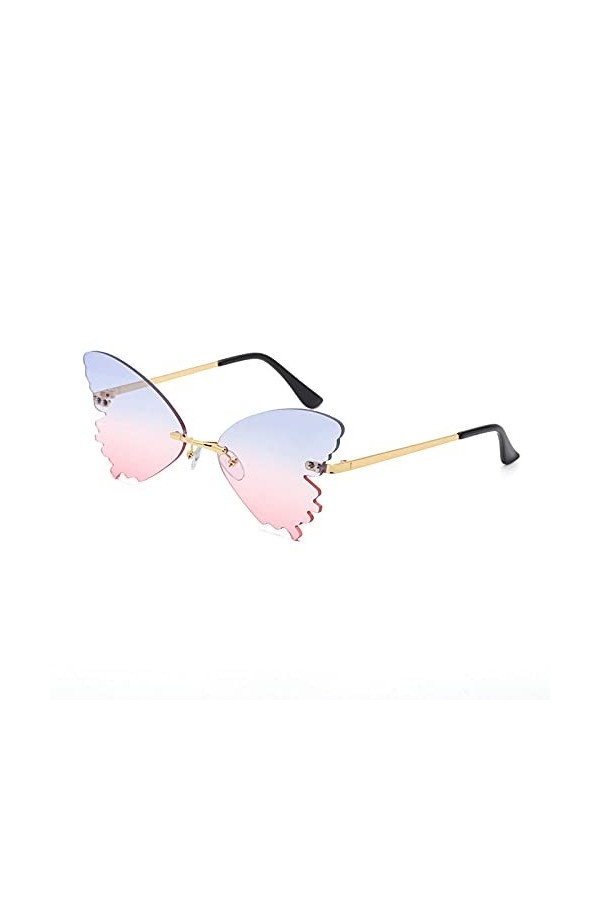 U/N Papillon lunettes de soleil sans monture femmes océan lentille lunettes de soleil surdimensionné mode métal nuances lunet