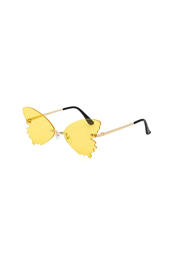 U/N Papillon lunettes de soleil sans monture femmes océan lentille lunettes de soleil surdimensionné mode métal nuances lunet
