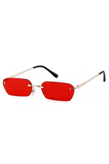 U/N Lunettes de soleil rectangulaires sans monture bleues femmes lunettes de soleil en métal sans cadre teinte lentille océan