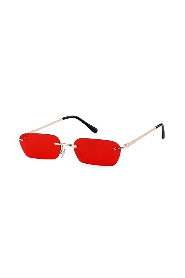 U/N Lunettes de soleil rectangulaires sans monture bleues femmes lunettes de soleil en métal sans cadre teinte lentille océan