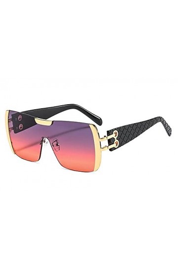 U/N Gradient Violet Lunettes Femmes Mode surdimensionné Lunettes de Soleil carrées à la Mode rétro Lunettes de Soleil Nuances