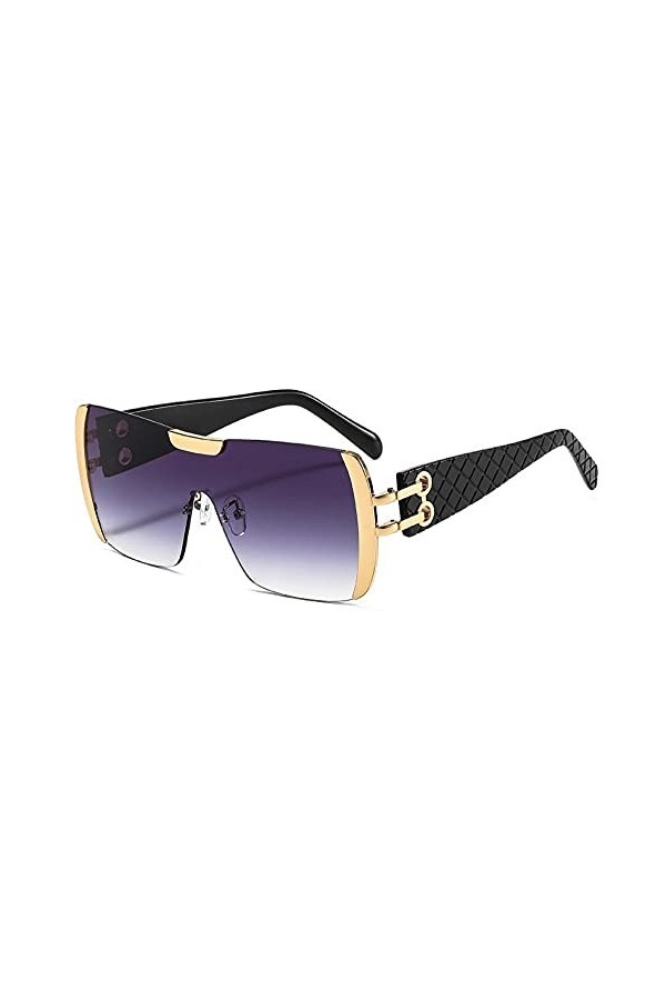 U/N Gradient Violet Lunettes Femmes Mode surdimensionné Lunettes de Soleil carrées à la Mode rétro Lunettes de Soleil Nuances