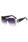 U/N Gradient Violet Lunettes Femmes Mode surdimensionné Lunettes de Soleil carrées à la Mode rétro Lunettes de Soleil Nuances