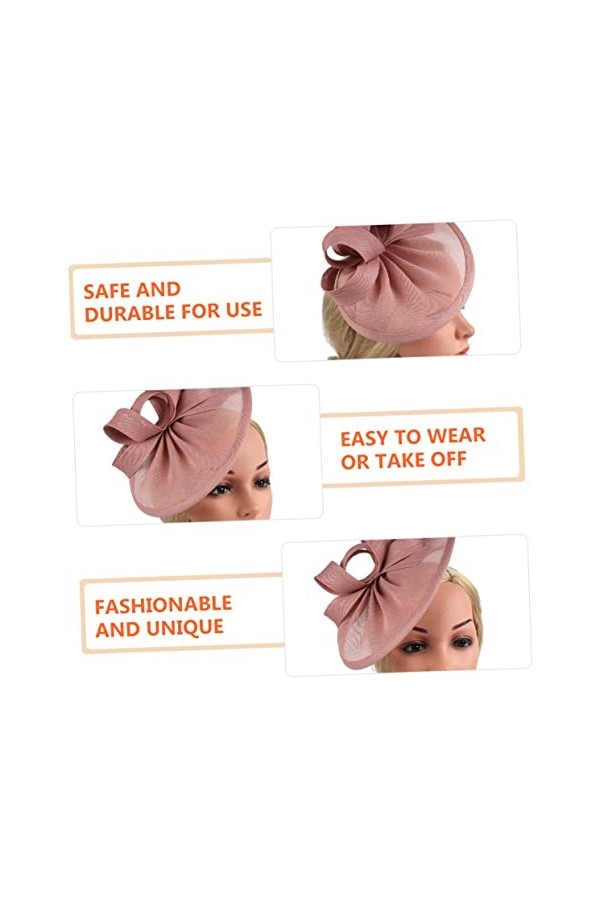 Lurrose Chapeau de cocktail pour femme - Chapeau de mariée - Chapeau de bibi - Chapeau de bibi - En maille - Accessoire de co