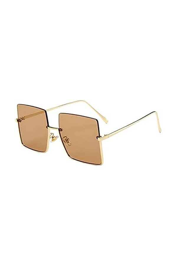 Youning Lunettes de soleil carrées sans bords - Style rétro - Pour homme et femme - Lunettes polarisées UV400 - Protection UV