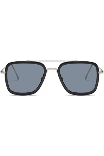 Tony Stark Lunettes de soleil vintage carrées avec monture en métal pour homme et femme – Lunettes de soleil rétro Iron Man e