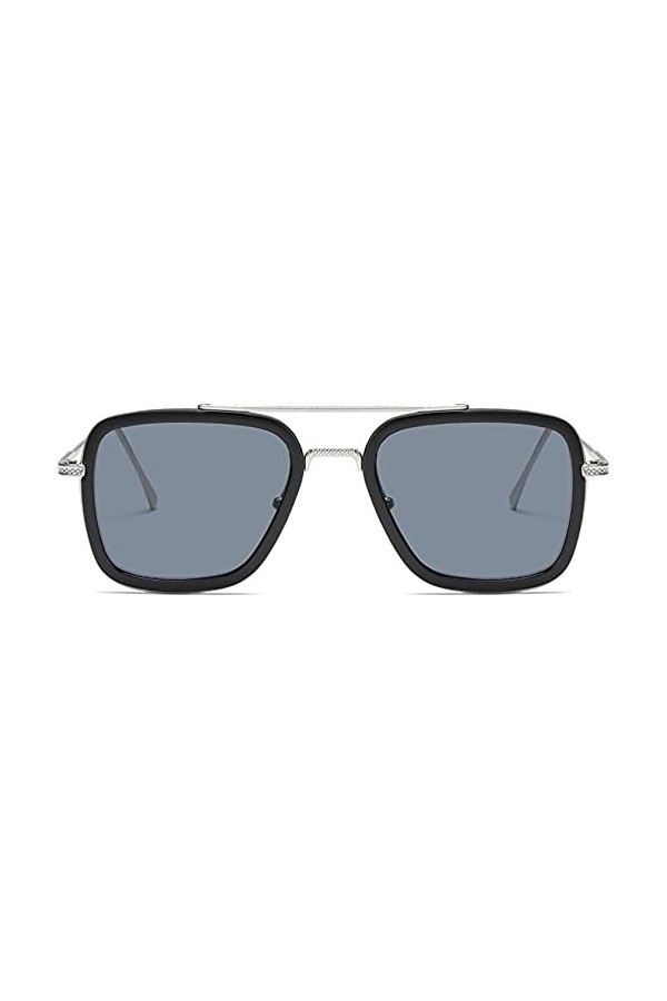 Tony Stark Lunettes de soleil vintage carrées avec monture en métal pour homme et femme – Lunettes de soleil rétro Iron Man e