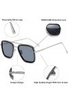 Tony Stark Lunettes de soleil vintage carrées avec monture en métal pour homme et femme – Lunettes de soleil rétro Iron Man e