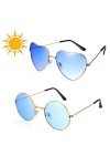 Lot de 2 lunettes de soleil hippie avec cadre en métal, lunettes de soleil rondes style hippie rétro avec verres colorés, lun