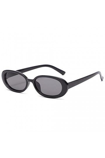 Lunettes de soleil rétro ovales pour homme et femme - Tendance simple - Pour photographie de rue, Noir , Taille unique