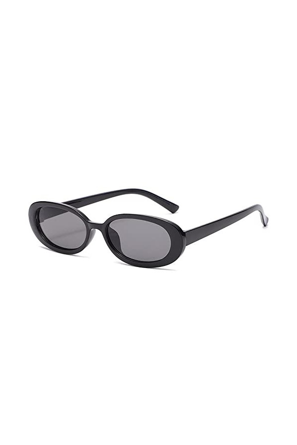 Lunettes de soleil rétro ovales pour homme et femme - Tendance simple - Pour photographie de rue, Noir , Taille unique