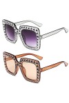 Lunettes de soleil surdimensionnées en strass, lunettes carrées unisexes, monture épaisse, lunettes de soleil en cristal étin