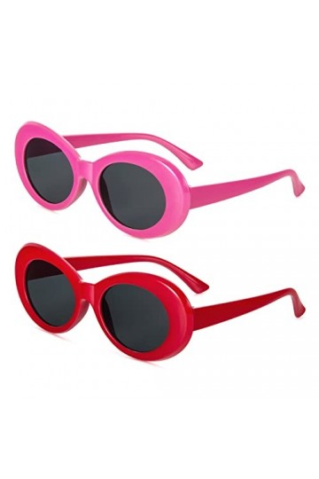 KoKoBin Lot de 2 lunettes de soleil ovales tendance pour homme et femme - Design rétro - Lunettes de soleil rondes, 2 pièces 