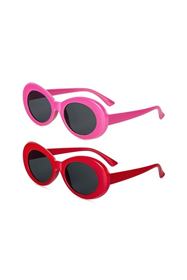 KoKoBin Lot de 2 lunettes de soleil ovales tendance pour homme et femme - Design rétro - Lunettes de soleil rondes, 2 pièces 