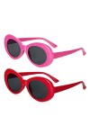 KoKoBin Lot de 2 lunettes de soleil ovales tendance pour homme et femme - Design rétro - Lunettes de soleil rondes, 2 pièces 