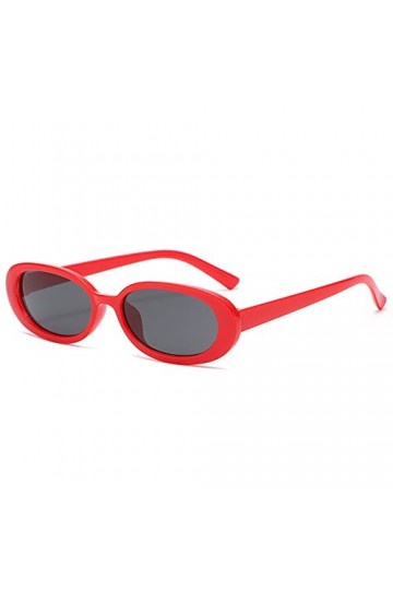 Lunettes de soleil rétro ovales pour homme et femme - Tendance simple - Pour photographie de rue, Rouge, Taille unique