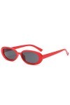 Lunettes de soleil rétro ovales pour homme et femme - Tendance simple - Pour photographie de rue, Rouge, Taille unique