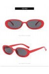 Lunettes de soleil rétro ovales pour homme et femme - Tendance simple - Pour photographie de rue, Rouge, Taille unique