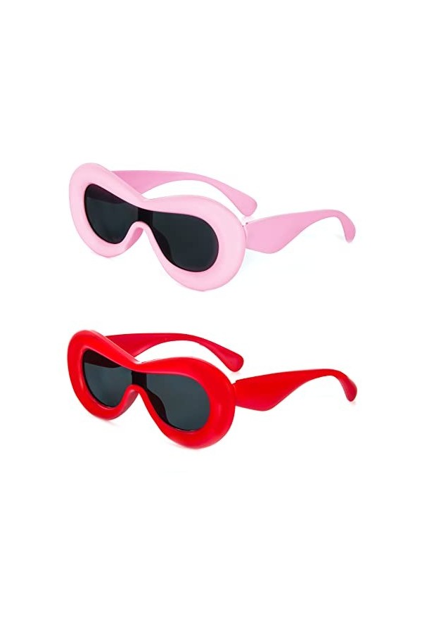KoKoBin Lot de 2 lunettes de soleil mode exagérées et folles excentriques épais monture lunettes de fête tendance personnalit