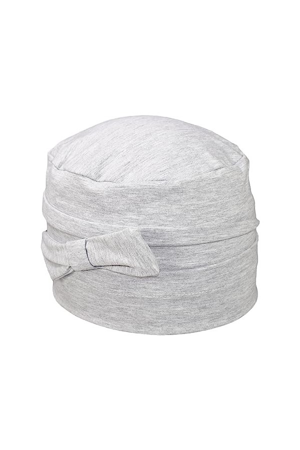 Melegari Bonnet femme Alina | 100 % coton jersey | Poche | Fabriqué en Italie, gris clair ral 7035 , 55-58