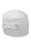 Melegari Bonnet femme Alina | 100 % coton jersey | Poche | Fabriqué en Italie, gris clair ral 7035 , 55-58