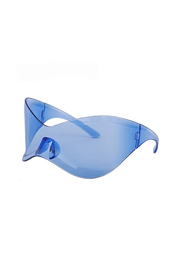 Cuawana Lunettes de soleil bouclier futuriste UV400 surdimensionné enveloppant une pièce accessoire de mode pour homme et fem