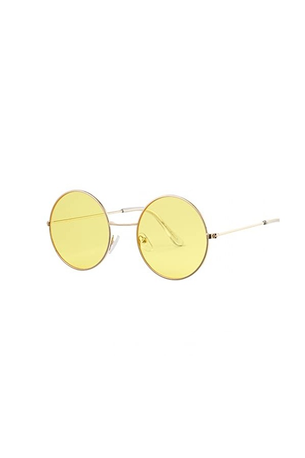 HWRHWR Lunettes de Soleil Rondes Classiques Femme Lunettes de Soleil Femme Alliage Miroir Rue