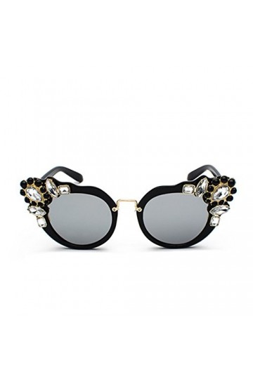 Huicai Femmes Surdimensionné Cadre Retro Cat Eye Lunettes de Soleil Design élégant avec Diamant