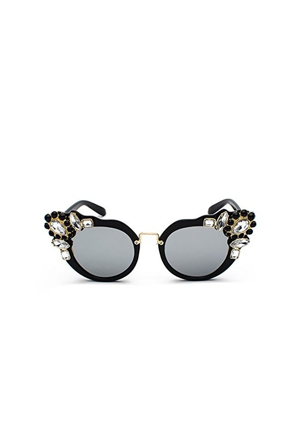 Huicai Femmes Surdimensionné Cadre Retro Cat Eye Lunettes de Soleil Design élégant avec Diamant