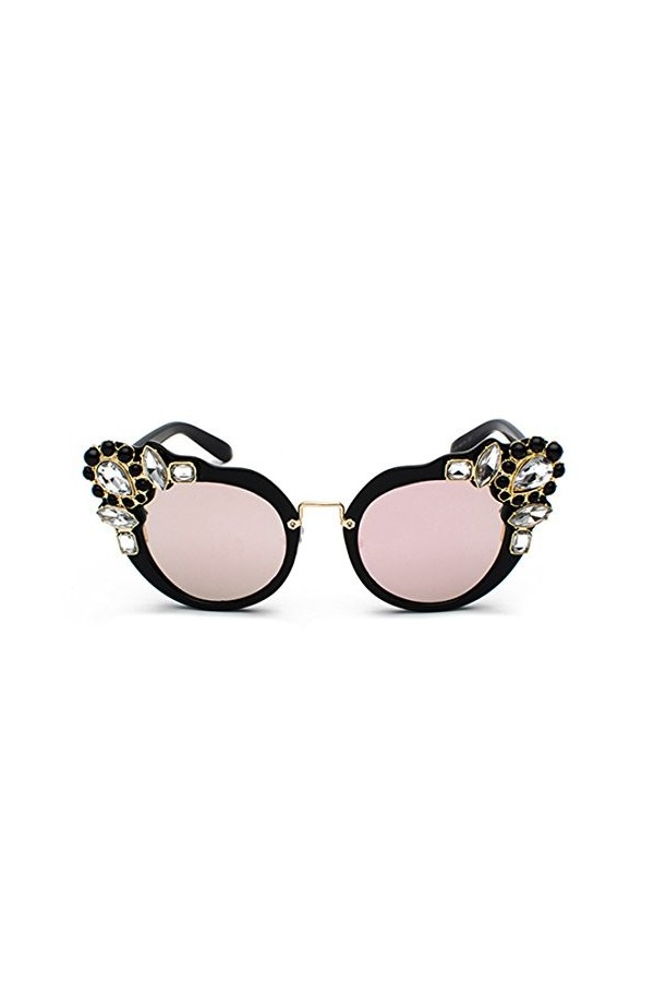 Huicai Femmes Surdimensionné Cadre Retro Cat Eye Lunettes de Soleil Design élégant avec Diamant