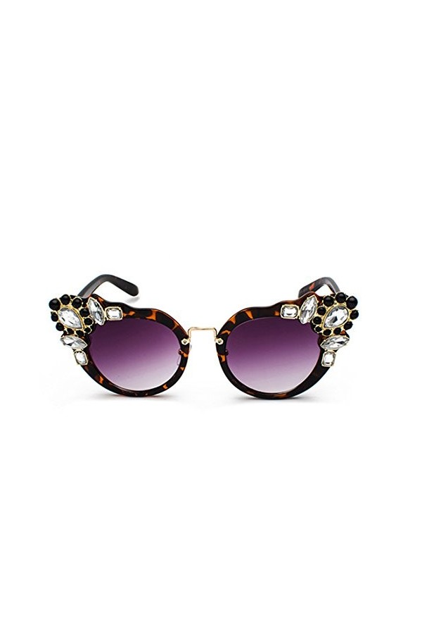 Huicai Femmes Surdimensionné Cadre Retro Cat Eye Lunettes de Soleil Design élégant avec Diamant
