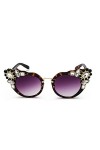 Huicai Femmes Surdimensionné Cadre Retro Cat Eye Lunettes de Soleil Design élégant avec Diamant