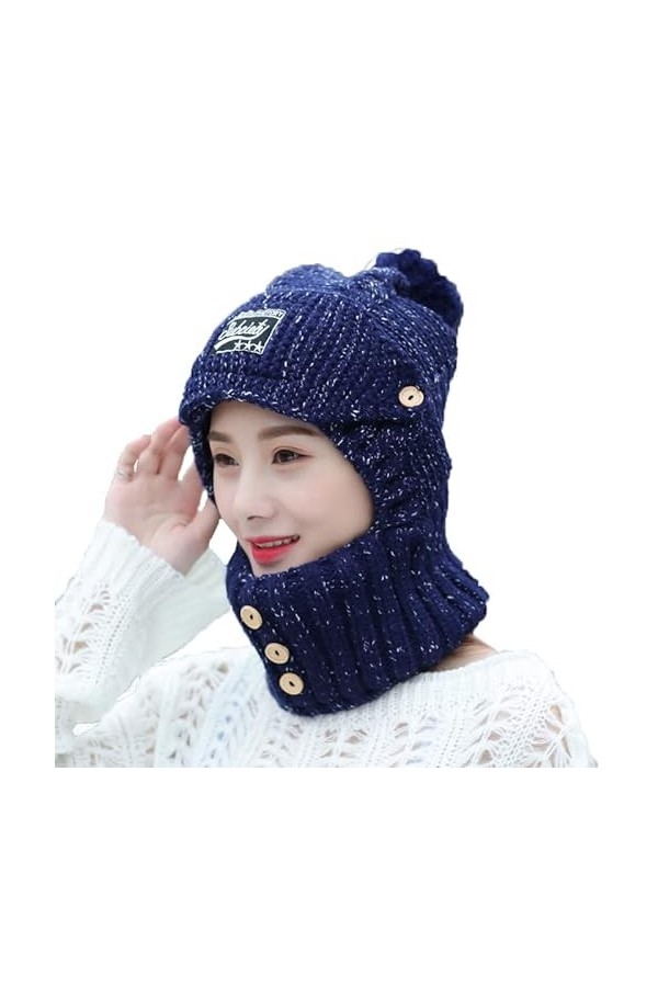 YAMEE Ensemble bonnet et écharpe pour femme et fille - Bonnet de ski en tricot souple avec doublure en polaire - Écharpe tric