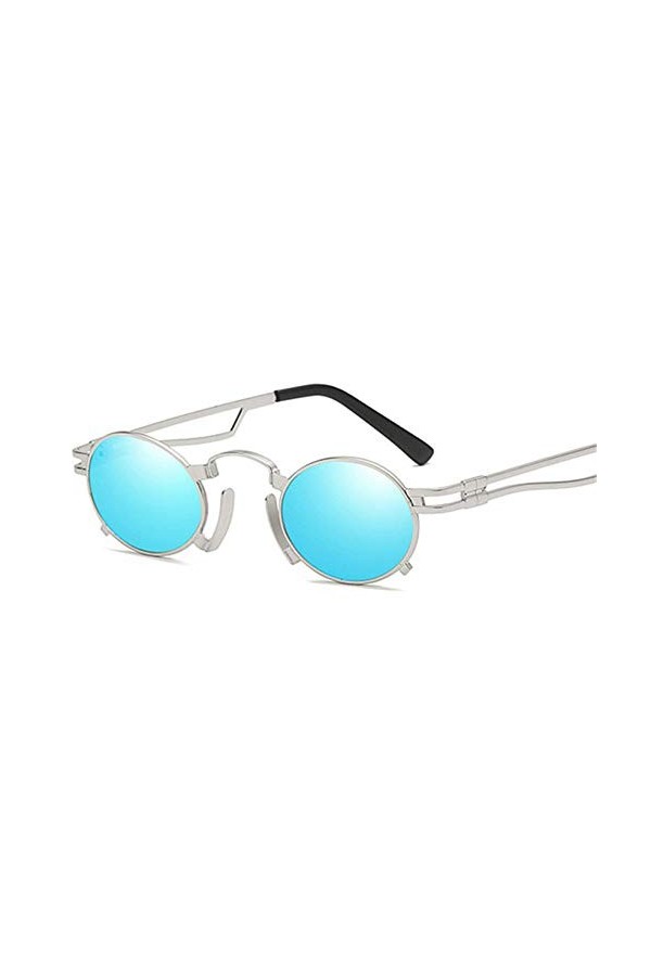 U/N Lunettes de Soleil ovales Femmes Vintage Lunettes de Soleil Steampunk Lunettes de Punk en métal Lunettes Rouges rétro Mir