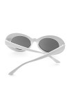Long Keeper Lunette de Soleil Ovale Femme Homme Lunettes Soleil Vintage Cobain Style Montures de Lunettes Blanche, 50mm Mixte