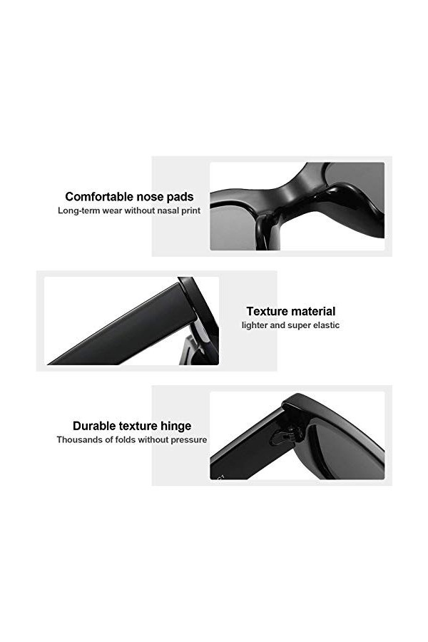 PHOGARY Lunettes de Soleil Rétro Rectangulaires, 3 Pièces Lunettes de Soleil Rétro Lunette de Soleil Vintage Lunettes de Sole