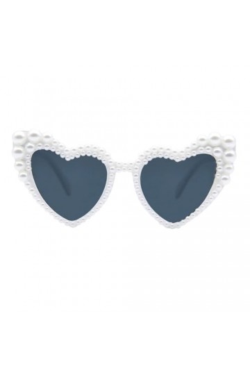 LJCZKA Vintage Lunettes de Soleil Cœur Femme avec Perles, Retro Lunettes Coeur Perles Femme Mode Fête Festival Mariage Protec