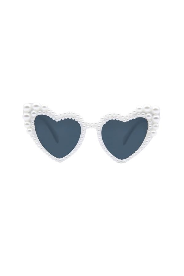 LJCZKA Vintage Lunettes de Soleil Cœur Femme avec Perles, Retro Lunettes Coeur Perles Femme Mode Fête Festival Mariage Protec
