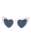 LJCZKA Vintage Lunettes de Soleil Cœur Femme avec Perles, Retro Lunettes Coeur Perles Femme Mode Fête Festival Mariage Protec