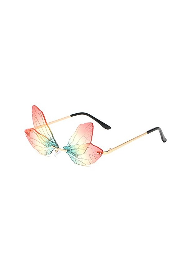 Mode Sans Monture Libellule Lentilles Irrégulières Sans Monture Nuances Fête Lunettes De Soleil Lunettes De Lentille Océaniqu