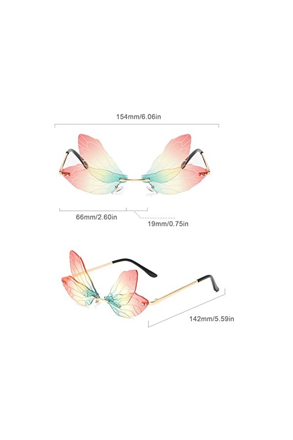 Mode Sans Monture Libellule Lentilles Irrégulières Sans Monture Nuances Fête Lunettes De Soleil Lunettes De Lentille Océaniqu