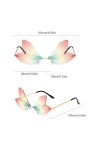 Mode Sans Monture Libellule Lentilles Irrégulières Sans Monture Nuances Fête Lunettes De Soleil Lunettes De Lentille Océaniqu