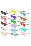 RUNMKUO 16 Paires Lunettes en Forme de Coeur,Lunettes de Fête Sans Bord pour Femme,Hippie Lunettes Fête en Coeur,Lunettes de 