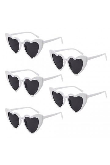 MIVAIUN 5 Paires Lunettes de Soleil Coeur, 70s Retro Heart Lunettes de soleil, Vintage Lunettes Oeil de Chat, Hippie Lunettes