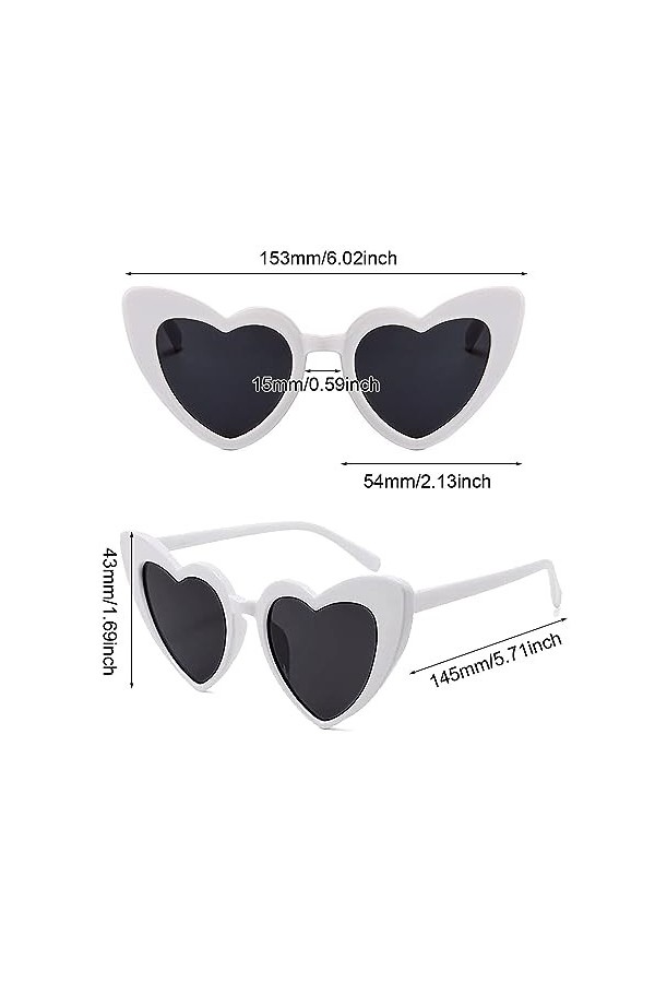 MIVAIUN 5 Paires Lunettes de Soleil Coeur, 70s Retro Heart Lunettes de soleil, Vintage Lunettes Oeil de Chat, Hippie Lunettes
