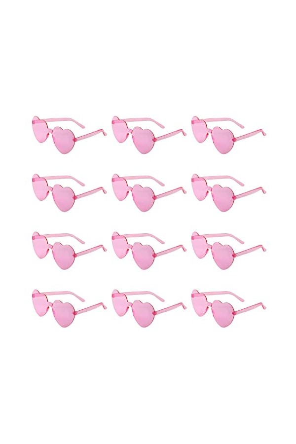 FUNUPUP 8 Paires Lunettes de Coeur Soleil pour Femmes, Lunettes de Fête Sans Bord pour Femme Multicolore 