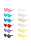 FUNUPUP 8 Paires Lunettes de Coeur Soleil pour Femmes, Lunettes de Fête Sans Bord pour Femme Multicolore 