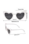Lunettes de Soleil Femme Perle, Lunettes de Soleil Coeur Blanc avec Sac à Lunettes Chiffon à Lunettes Lunettes de Soleil Nacr